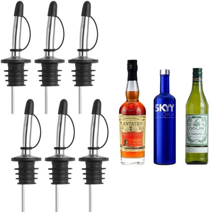 vigor path 12-Pack Premium Stainless Steel Classic Tapered Spout Bottle Pourers with Rubber Dust Caps - Ideal for Standard Sized Liquor, Wine, Coffee, Syrup, Vinegar, Snow Cone and Olive Oil Bottles - Image 2